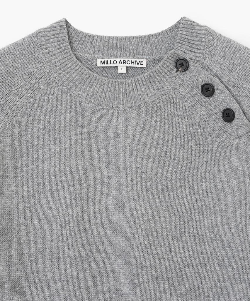 MILLO ARCHIVE Slanted Henley Neck Knit [Melange Gray]