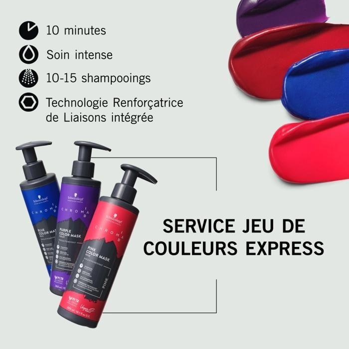 Masque de couleur semi-permanent - SCHWARZKOPF PROFESSIONAL - CHROMA ID - Bleu intense - Vegan - Soin profond