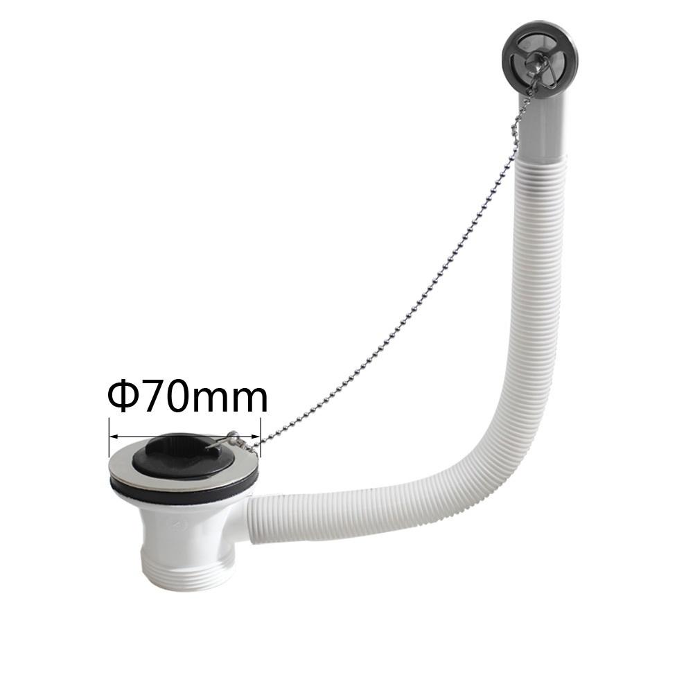 70mm Stainless Steel Sink Drain with Round Overflow and Anti-Lost Bead Chain for Kitchen Sinks SUS304 Material