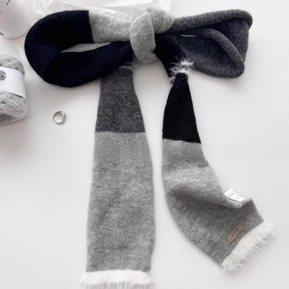 Knitted Wool Assorted Colors Scarf Warm Neck Scarves Plush Long Narrow Scarves Autumn Winter