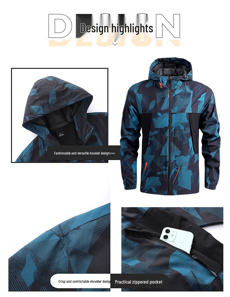 Men's Spring/Autumn Quick-Dry Outdoor Hooded Windbreaker Jacket