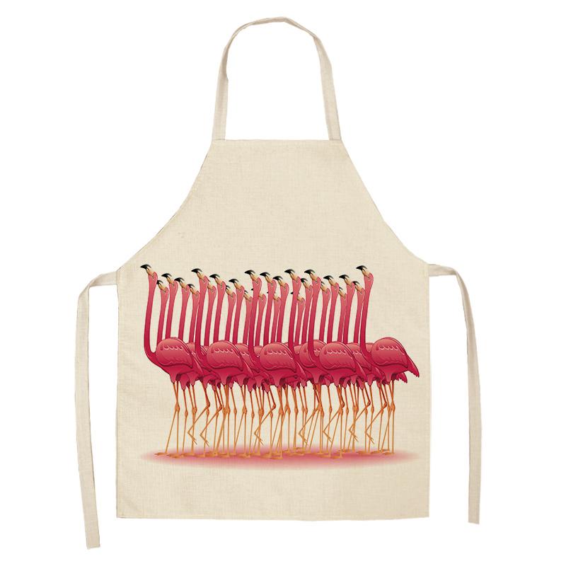 

Захищений від плям і масла Кухонний фартух Візерунок листя Фламінго Лляний фартух Домашня кухня Випічка Кав ярня Фартух для прибирання 68X55CM
