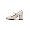 2025 vielseitige Mary Jane kleine Lederschuhe mit dicken Absätzen und leichtem Mund High Heels Verlobung weiche Lederschuhe