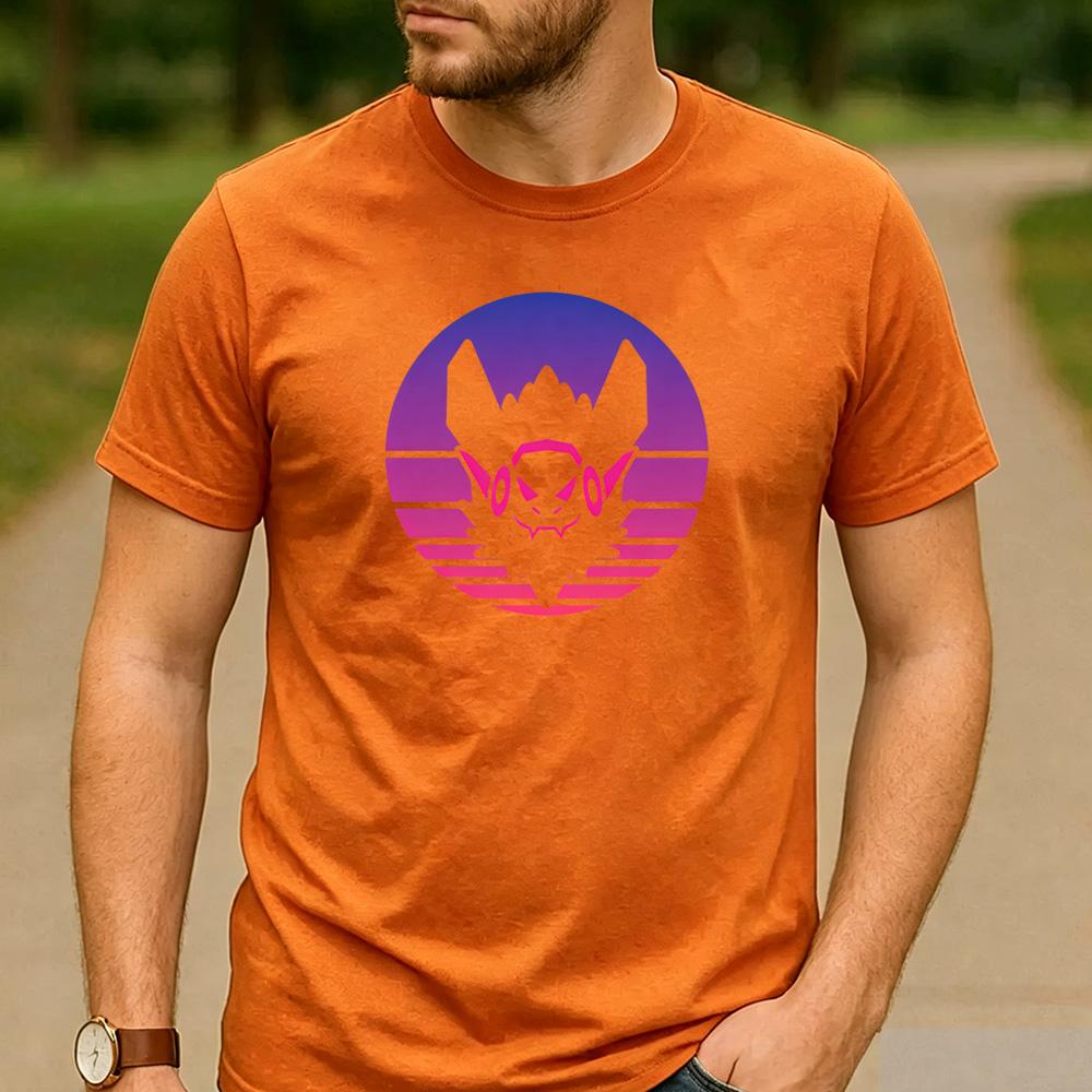 Vintage Sunset Gradient Protogen Furry Robot Head Unisex TShirt Cotton Short Sleeve Neon Futurism Fursona Casual Graphic Tees