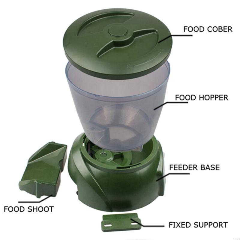 KX4B Automatic Fish Feeder Battery Powered Aquarium Dispenser Large Feed Bucket