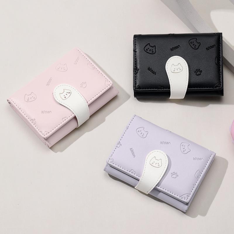 2024 Cartoon Kitten Trifold Wallet: Cute, Compact, Multi-Card Slot for a Fresh Style