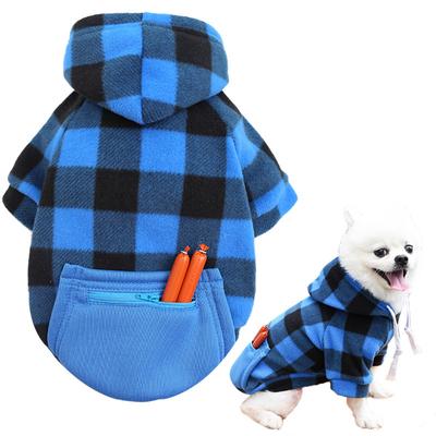 Autumn and Winter Warm Pocket, Zipper, Checkered, Small, Medium and Large Dogs, Pet Dogs, Cats, Teddy Cats, Clothes, Dogs