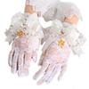 Original Design Lolita White Lace Gloves Bow Bead Chain Finger Sunscreen Gloves Vintage Elegant Lolita Gloves
