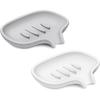 Bathroom Silicone Soap Dish, Shower Soap Holder with Drain Tray, Kitchen Sink Waterfall Soap Tray, 2-piece Set