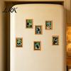 DIY Photo Holders for Lockers Funny Wooden Fridge Magnets Frame, Retro Cute Cat In Bathroom Magnetic Easy Swap Frames Pictures Refrigerator