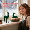Reindeer Christmas Decor Flocking Deer Figures 2 Pieces Red and Green Aesthetic Standing Sitting Elk Statue for Workplace