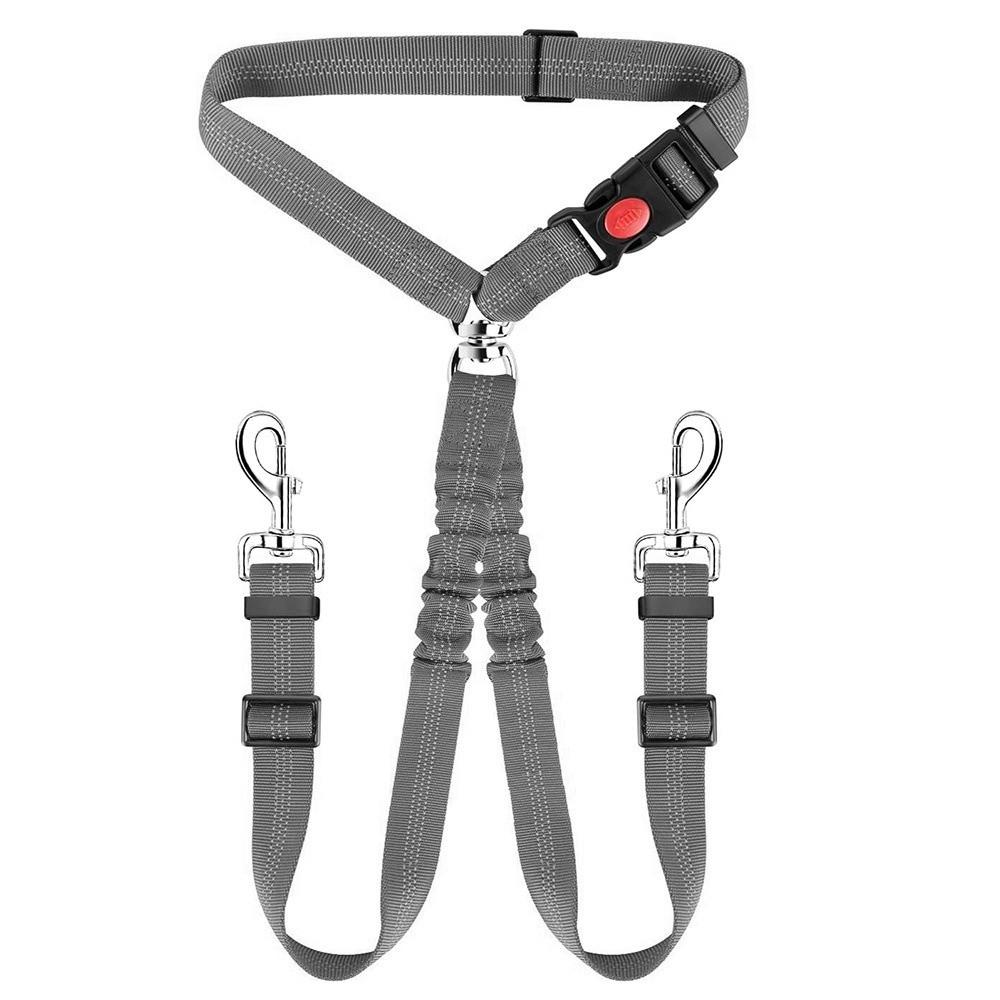 

Double-headed Dog Harness Adjustable Tension Split Connection Pet Harness Headrest Attachment Safety Restraint Tool for Travel серый