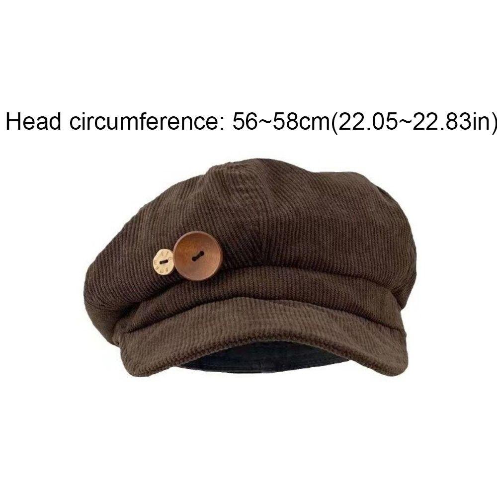 Retro Y2k Double Button Berets Hat Harajuku JK Painter Hat Japanese Windproof Corduroy Baseball Cap Female