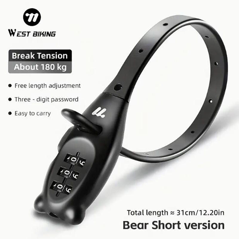 Bicycle Lock Portable Cable Zinc Alloy Lock Motorcycle Helmet Password Lock Safety Anti-Theft Adjustable Rope Lock
