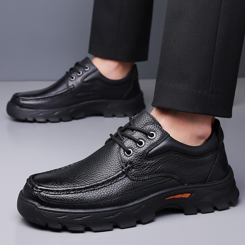 Fashion2024 New Leather Men Driving Shoes CasualLace-Up Business Shoes Breathable All-match Men Flats Fashion Moccasins Walking Shoes