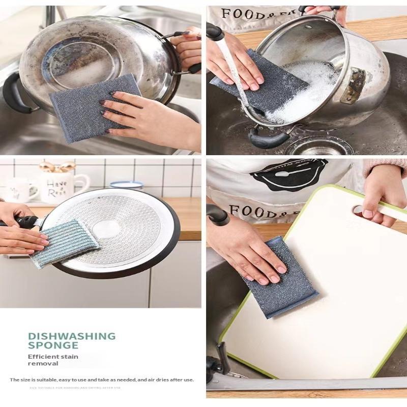 Thickened Stripe Cleaning Sponge Wipe Double Side Reusable Rags Dishwashing Pans Scouring Pads Kitchen Cleaning Tool
