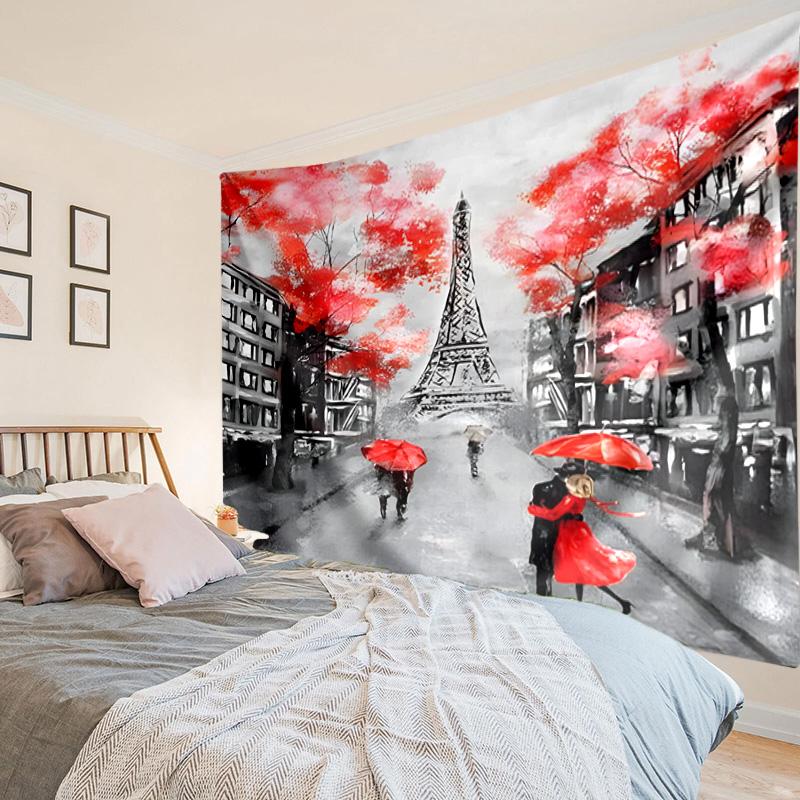Parisian Eiffel Tower Romance Tapestry Room Decoration Wall Hanging for Living Room Bedroom, dormitory, Birthday and Christmas gifts