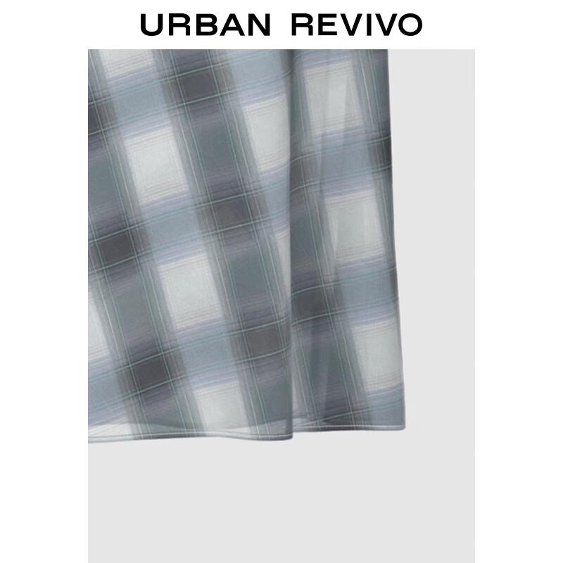 UR Women's Asymmetric Neck Pleated Plaid Sleeveless Dress