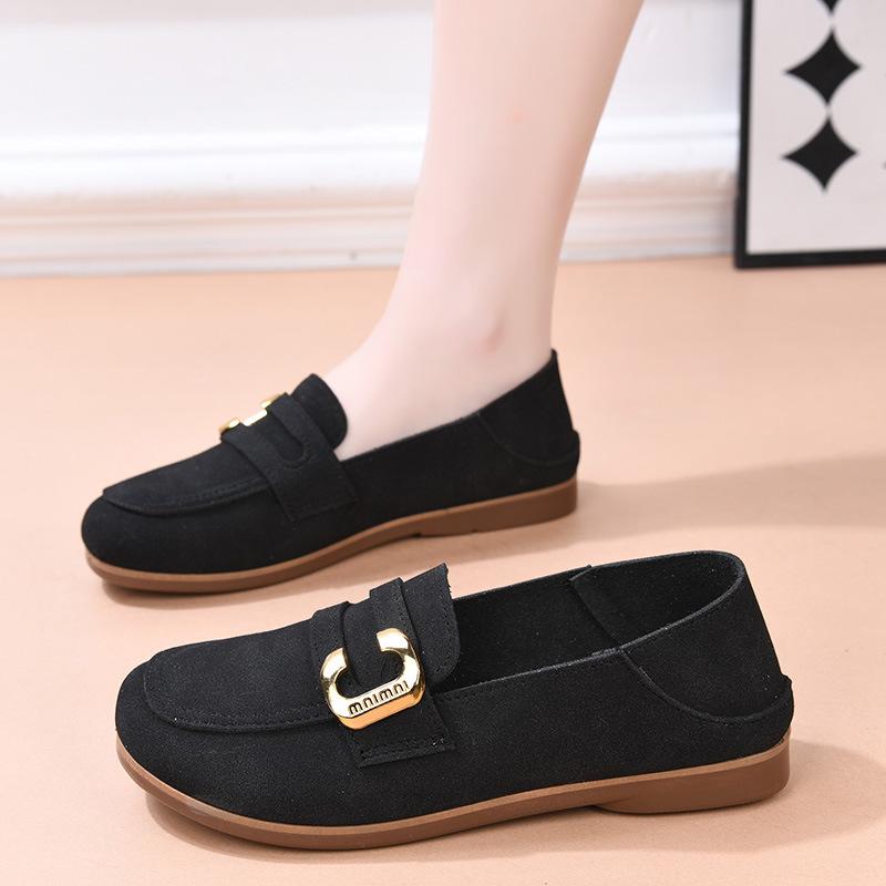2025 spring and autumn new flat-soled mother shoes with one foot, soft-soled Doudou shoes for women, fashionable and comfortable casual single shoes f