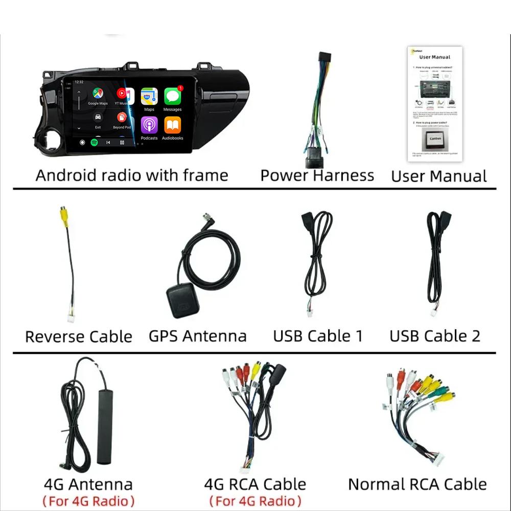 For Toyota Hilux Pick Up AN120 2015-2020 RHD LHD 8Core 2 Din Android 14 Auto Car Radio Multimedia 2din Stereo Carplay GPS Dvd