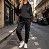 Women's Hoodie and Sweatpants 2-Piece Set - Casual Athletic Tracksuit with Drawstring Hood and Pockets