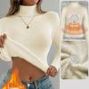 Damen Pullover Rollkragen Langarm Samtfutter Basisschicht Warm Atmungsaktiv Elastisch Einfarbig Oberteile Strickwaren