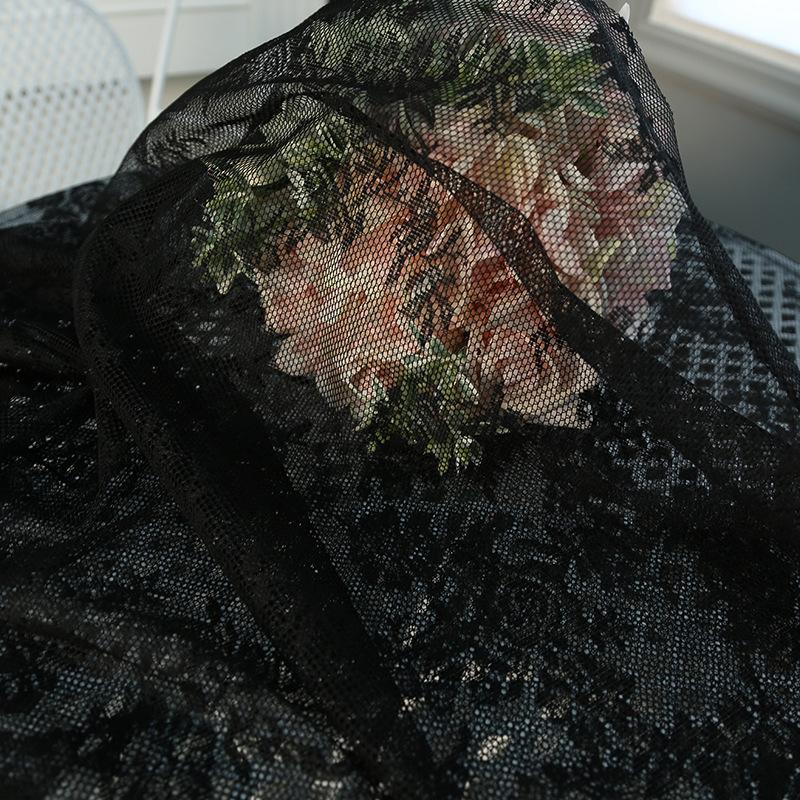 Retro Hollow Warp Knitted White Black Lace Tablecloth American Household Rectangle Dining Table Mat Cover