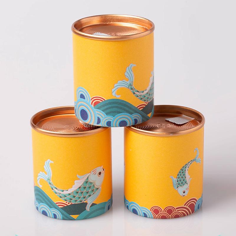 Retro Koi Fish Mini Empty Tea Tin Can Household Tea Sealed Jar Portable Travel Small Tea Box Paper Storage Can