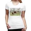 Hereford Bull And Cow Watercolour Photograph TShirt for Women Round Neck Streetwear T Shirts Womens Tees Short Clothes Tops