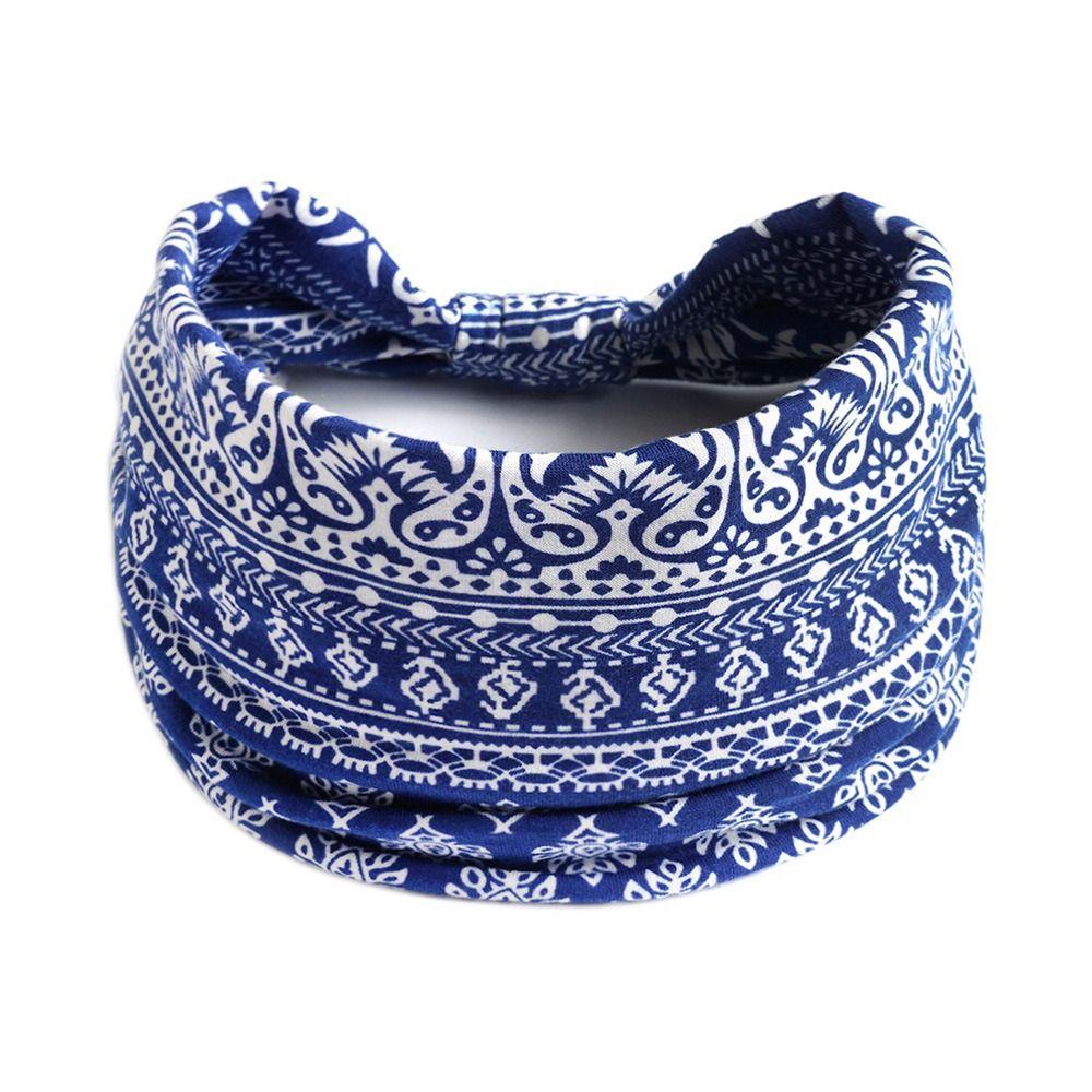 Boho Blume Muster Breite Stirnbänder Vintage Knoten Elastisches Turban Kopftuch für Damen Mädchen Weiches Bandana Haarschmuck