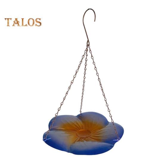 

Подвесная ванна для птиц, стеклянная миска для воды для птиц, садовая ванна для диких птиц, поднос, кормушка для украшения двора и газона синий