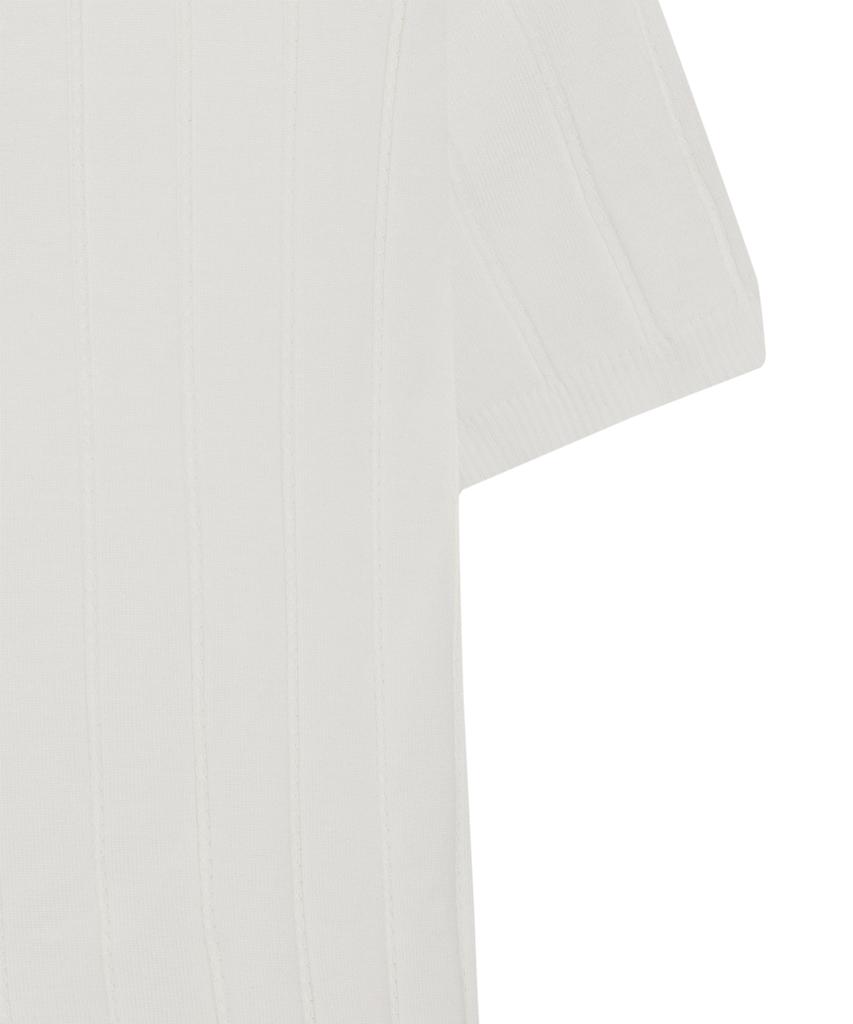 IRONYPORNO WHITELINE 86-Iro356 Micro Cable Half-Zip Collared Short Sleeve Knit White