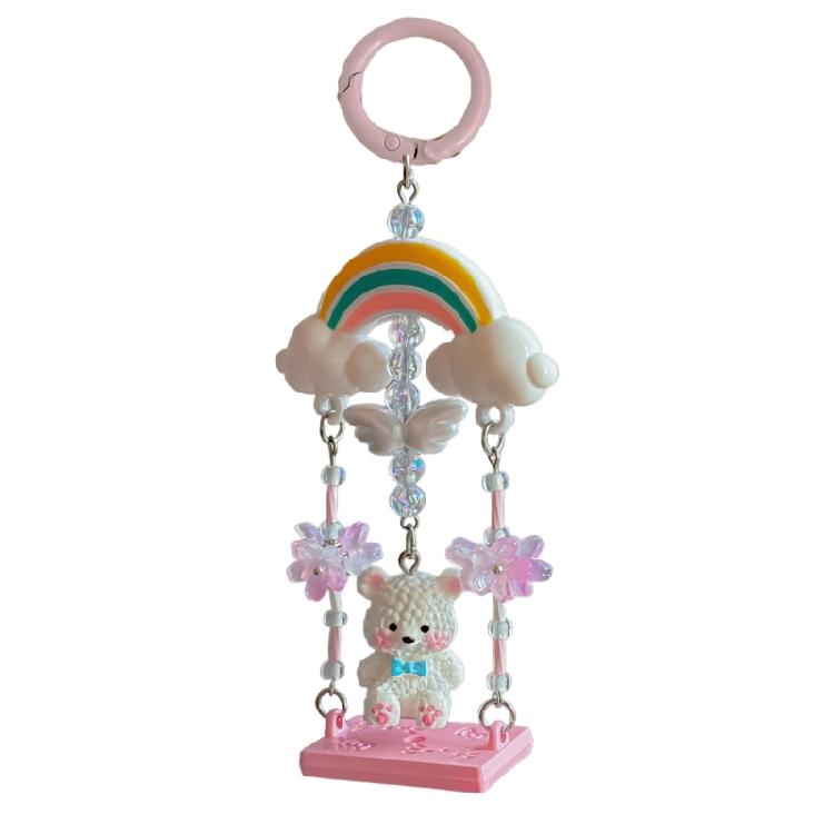 Multicolor Beaded Bear Charm Keychain Stylish Decoration Cute Bear Keychain Accessories For Backpack Keys Gift 1 розовый