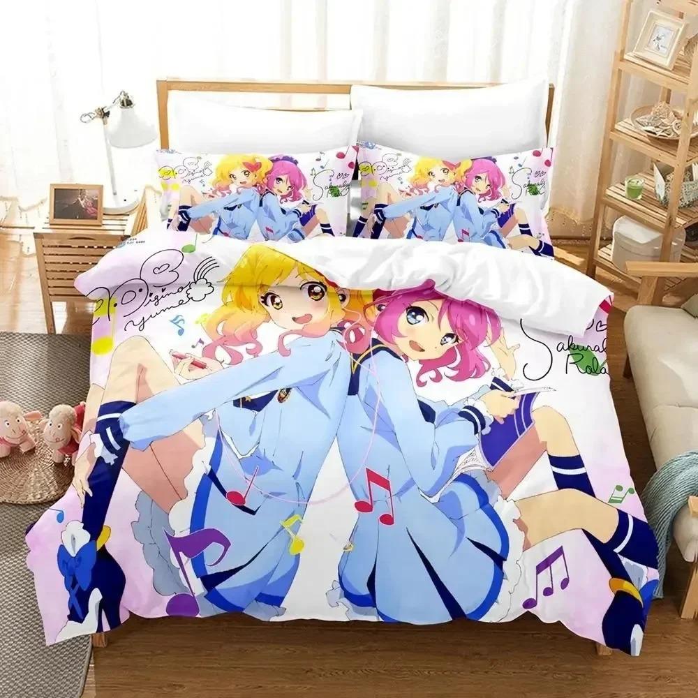 Aikatsu! Beding Set For Bedrom Soft Modern Bedspreads Comefortable Children Kids Soft Duvet Cover Comfortable Quilt Cover And Pilowcase