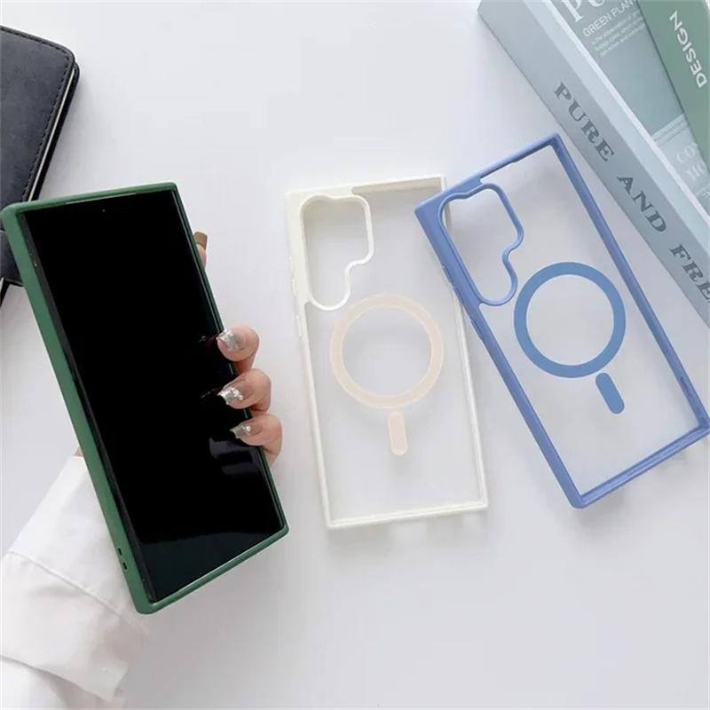 Magnetic For Magsafe Phone Case For Samsung Galaxy S25 S22 Ultra Plus Wireless Charge Cases For Samsung S24 S23 Ultra Plus Cover