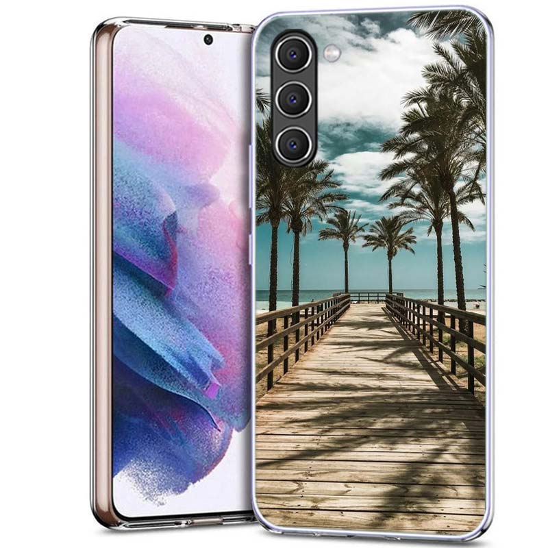 Summer Beach Scene at Sunset on sea Palm Tree Phone Case for Samsung A16 A17 A26 A36 A37 A56 A57 A12 A22 A32 A52S A07 A06 A02S A