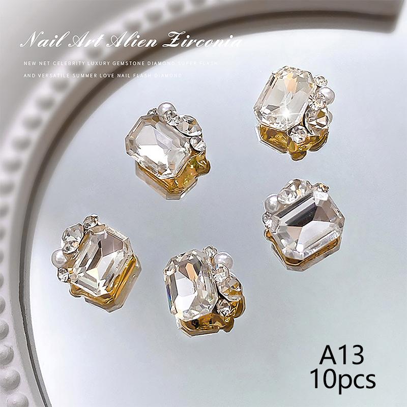 10Pcs/lot Nail Charms Jewelry Luxury Nail Parts Gems Stones Crystal Rhinestones Nail Art Decoration Accessories