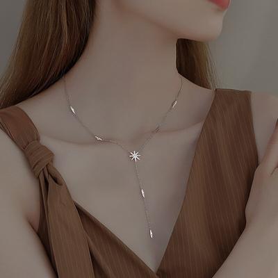 925 Sterling Silver gwiazda naszyjnik dla kobiet łańcuszek do obojczyka luksusowa biżuteria temperamentowa prezenty dla dziewczynek