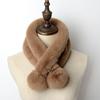 Fluffy Pompoms Warm Cross Scarf Faux Rabbit Fur Winter Neck Scarf Neck Protection Thicken Neckerchief Wrap For Women Girls