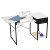Sewing Table, Multipurpose Sewing Machine Table with Drawers, Foldable Side Shelf, Adjustable Shelf, Steel Legs, Computer Desk for Home, Fashion