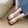 Internet Celebrity High Sense Slope Heel Thick Bottom Flip-flops Women Summer Wear 2025 New French Beautiful Set of Cool Toe Slippers