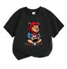 Kids Boys Girls 100% Cotton Crew Neck Short Sleeve T-Shirt, Funny Capybara Gamer Pattern Casual Soft Breathable Tee For Game Lovers Children Daily Wea