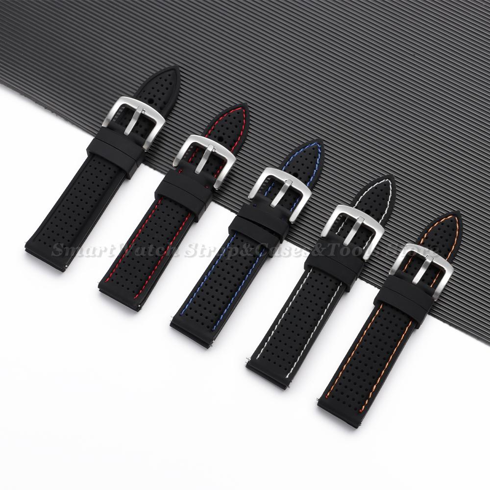Soft Silicone Rubber Watch Strap 20mm 22mm 24mm Men Women Stitching Sport Waterproof Breathable Wrist Band for Seiko Bracelet