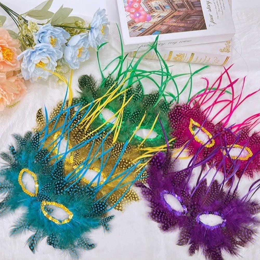 Half Face Venetian Mask Comfortable Wear Exquisite Detail Feather Mask Handmade Funny Masquerade Mask Wedding Celebration