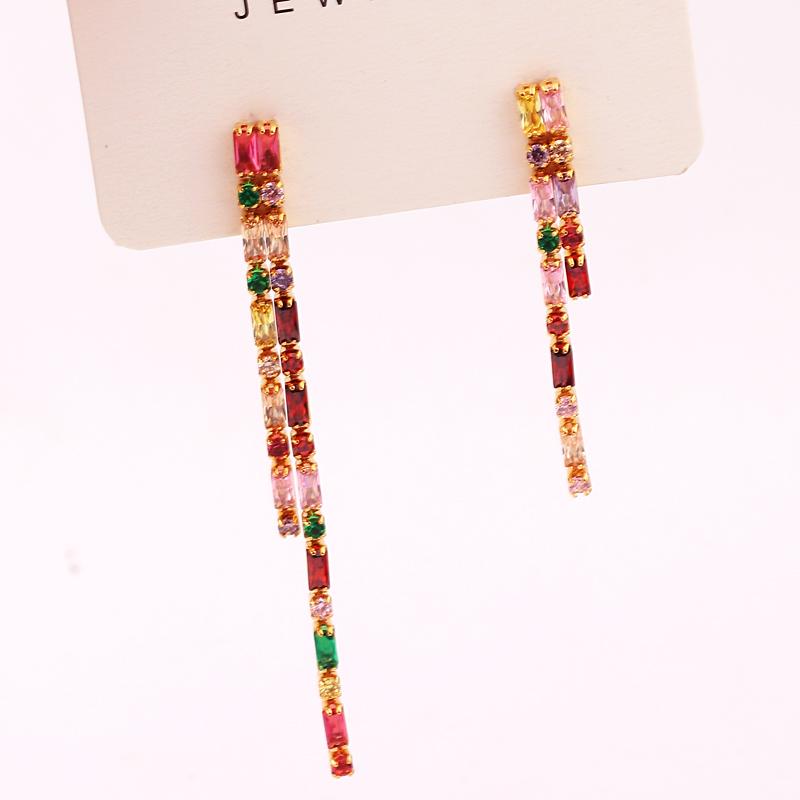 New Fashion Tennis Zircon Long Tassel Earrings Women's Simple GoldColor Party Jewelry Beautiful Gifts