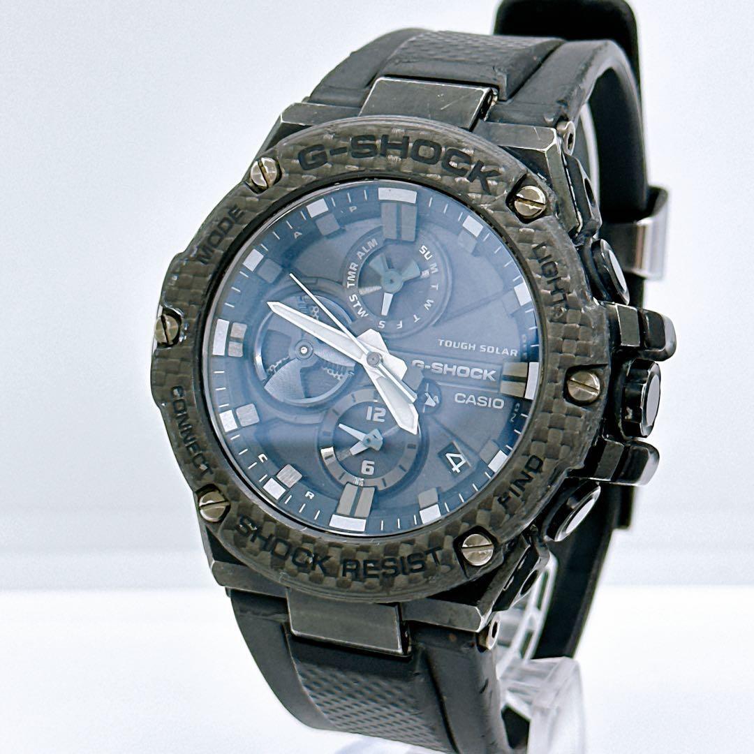 CASIO G-SHOCK G-STEEL GST-B100 Carbon Bezel Black Tough Solar Operation confirmed