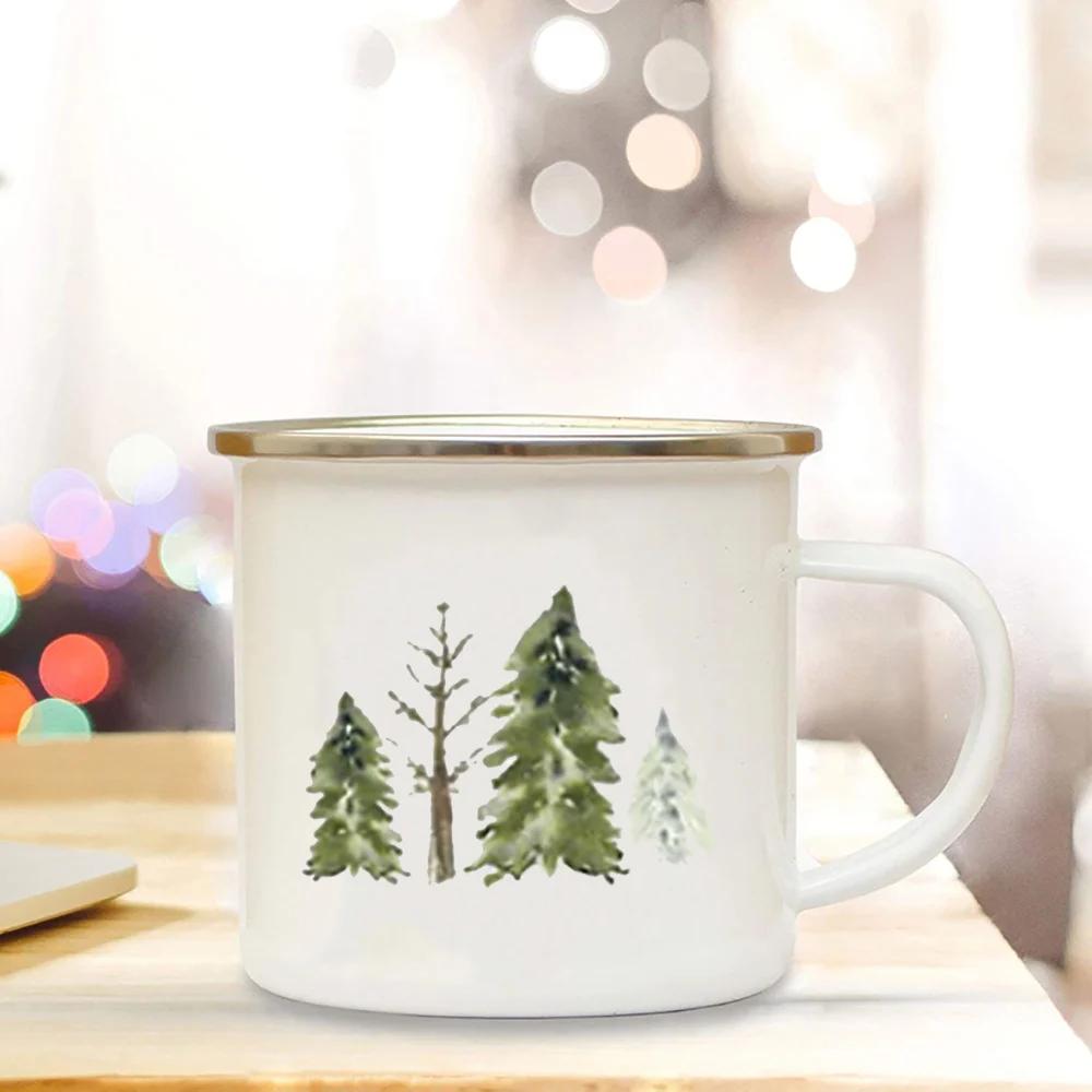 Abenteuer Campingbecher Lagerfeuerbecher mit Waldaufdruck Emaille Campingbecher Outdoor Wohnmobil Kaffee Henkeltasse Camper Beste Geschenke