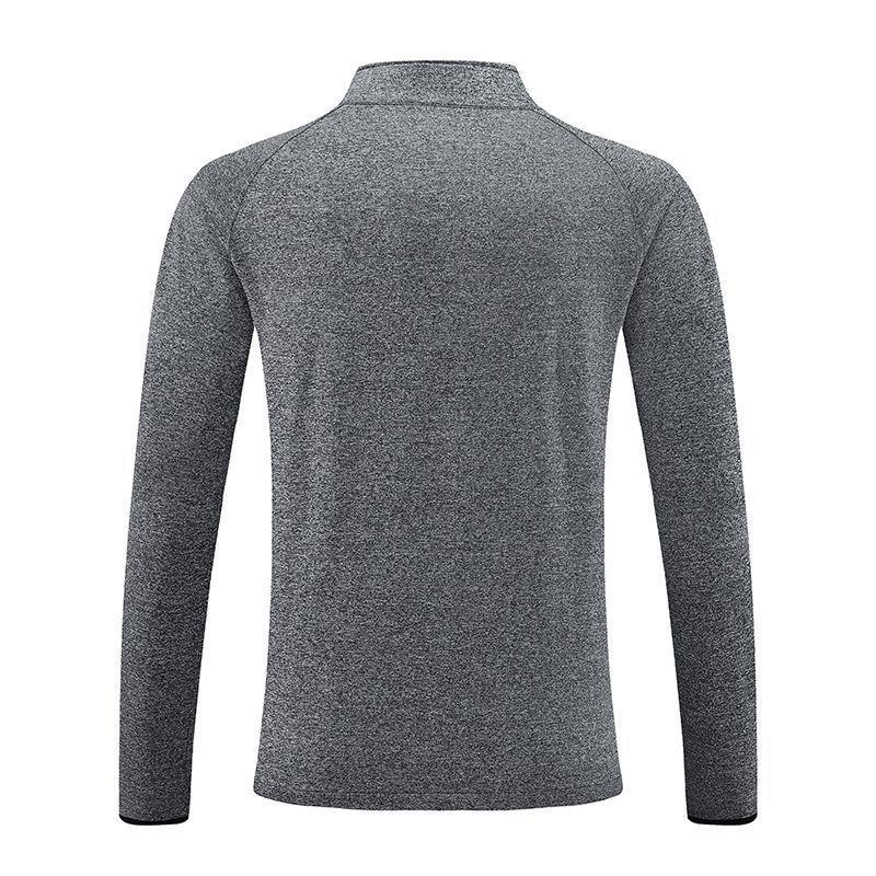Men's European & American Long Sleeve Stand Collar Half Zip T-Shirt for Autumn/Winter Running & Fitness