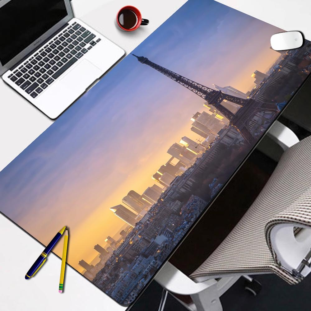 Large Gamer Mouse Pad Eiffel Tower Paris Desk Pad Laptop Gamer Desk Mat Extra Large Mousepad Carpet for Mouse Mats Office