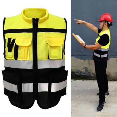 Colete refletivo preto e amarelo L-XXXXL Roupas de segurança para o trânsito Cor da ferramenta Roupa de segurança para atividades ao ar livre